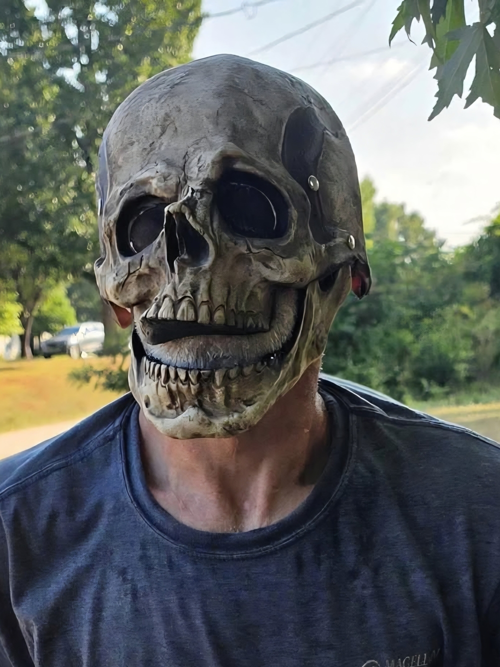 Realistic Skull Mask with Moving Jaw - Halloween Cosplay Scary Skeleton Mask